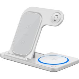 Бездротовий зарядний пристрій WiWU Wi-W020 Foldable Magnetic Station Wireless Charger 3in1 15W White (6976195093537)