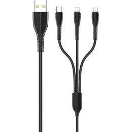 Кабель Usams US-SJ367 U35 3in1 USB-A to USB-C/Lightning/Micro-USB 2A 1m Black (SJ367USB01)