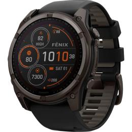 Смарт-годинник Garmin Fenix 8 Solar Sapphire 51mm Carbon Gray DLC Titanium with Black/Pebble Gray Silicone Band (010-02907-10/11/70)