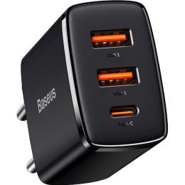 Мережевий зарядний пристрій Baseus Compact Quick Charger 2U+C 30W Black (CCXJ-E01)
