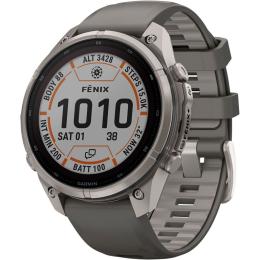 Смарт-часы Garmin Fenix 9 Pro Solar inReach 47mm Titanium with Pebble Gray/Silver Gray Silicone Band (010-04338-00/01)