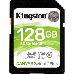 Карта памяти Kingston SDXC Canvas Select Plus 128GB Class 10 UHS-I U3 V30 (SDS2/128GB)