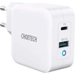 Мережевий зарядний пристрій Choetech PD 65W GaN Mini Fast Charger White (PD8002-EU-WH)