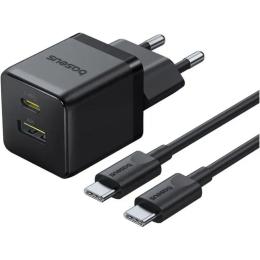Сетевое зарядное устройство Baseus Palm Fast Charger USB-A/USB-C 30W + Cable USB-C to USB-C 60W 1m Black (P1011160A113-01)