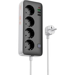 Сетевой фильтр Hoco AC22 Sunlight 4-bit (PD30W/1C3A) EU/GER Black