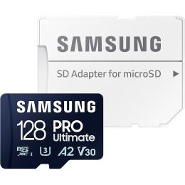 Карта памяти Samsung microSDXC PRO Ultimate 128GB Class 10 UHS-I U3 V30 A2 + SD Adapter (MB-MY128SA/WW)