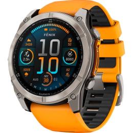 Смарт-годинник Garmin Fenix 8 AMOLED Sapphire 51mm Titanium with Spark Orange/Graphite Silicone Band (010-02905-10)