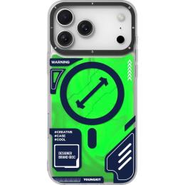 Чехол YoungKit Cyberpunk Luminous Case with Magnetic Ring для Apple iPhone 17 Pro Neon Green