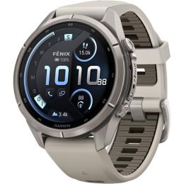 Смарт-часы Garmin Fenix 9 Pro inReach 43mm Titanium with Fog Gray/Dark Sandstone Silicone Band (010-04335-80/81)