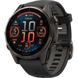 Смарт-годинник Garmin Fenix 8 AMOLED Sapphire 43mm Carbon Gray DLC Titanium with Black/Pebble Gray Silicone Band (010-02903-21)