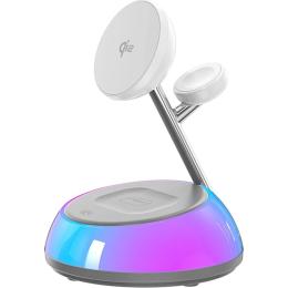 Бездротовий зарядний пристрій Wiwu 3in1 Aurora Qi2 with MagSafe White (Wi-W036)