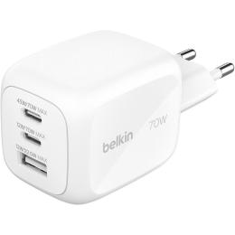Сетевое зарядное устройствоBelkin BoostCharge Pro 3-Ports GaN Wall Charger 70W White (WCH018HQWH)