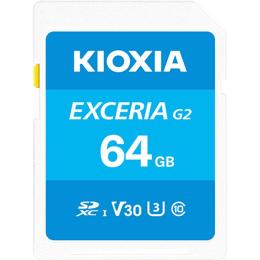 Карта памяти Kioxia SDXC Exceria G2 64GB Class 10 UHS-I U3 V30 (R100/W50MB/s) (LNEX2L064GG4)