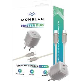Сетевое зарядное устройство Monblan A1 Master Duo Series 30W + Cable USB-C to USB-C Titanium