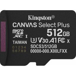 Карта памяти Kingston microSDXC Canvas Select Plus 512GB Class 10 UHS-I U3 А1 V30 (SDCS3/512GBSP)