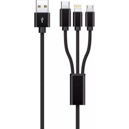 Кабель Proove Triple Connection 3 in 1 USB-A to USB-C/Lightning/Micro-USB 3A 1.2m Black (CCTC20001501)