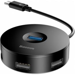 USB-хаб Baseus Round Box 4-Port USB-C Black 0.1м (CAHUB-G01)