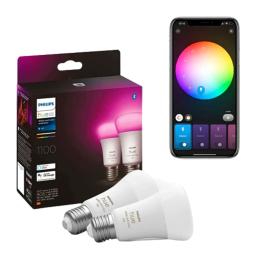 Розумна лампочка Philips Hue E27 White and Color 1100лм 75Вт 9W ZigBee, Bluetooth, Apple HomeKit (2шт.)