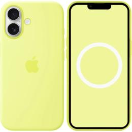 Чохол Silicone Case with Button, Animation & MagSafe для Apple iPhone 17 Neon Yellow AAA