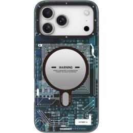 Чехол YoungKit Futuristic Circuit Board with Magnetic Ring для Apple iPhone 17 Pro Max Blue