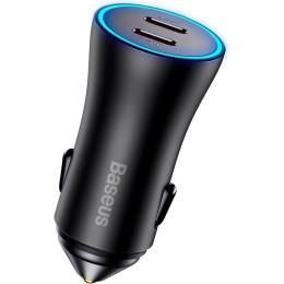 Автомобільний зарядний пристрій Baseus Golden Contactor Pro Dual Fast Charger 2хUSB-C 40W Dark Gray (CGJP000013)