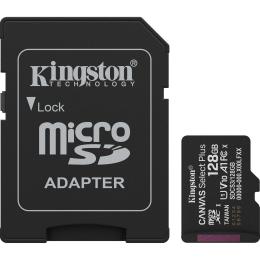 Карта пам'яті Kingston microSDXC Canvas Select Plus 128GB Class 10 UHS-I U1 V10 A1 + SD адаптер (SDCS3/128GB)