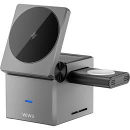 Бездротовий зарядний пристрій WiWU Wi-W030 3in1 Wireless Charger with MagSafe Black