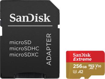 Карта памяти SanDisk microSDXC 256GB UHS-I Extreme U3 A2 V30 + SD Adapter (SDSQXAV-256G-GN6MA)
