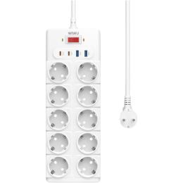 Сетевой фильтр WiWU 14 in 1 20W GaN Power Strip 2C+2A+10AC Wi-S008 EU 2m White