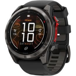 Смарт-часы Garmin Fenix 8 Pro MicroLED Sapphire 51mm Carbon Gray DLC Titanium with Black/Pebble Gray Silicone Band (010-03380-01)