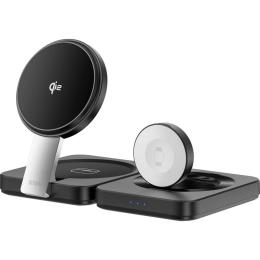 Бездротовий зарядний пристрій WiWU Wi-W028 3in1 Wireless Charger with MagSafe Black