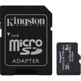 Карта памяти Kingston microSDHC Industrial 8GB Class 10 UHS-1(U3) A1 V30 + SD adapter (SDCIT2/8GB)
