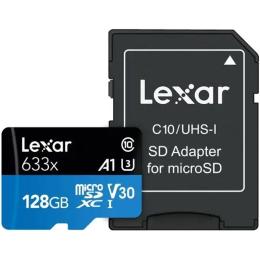 Карта памяти Lexar microSDXC High-Performance 633x 128GB Class 10 UHS-I/U3 R100 + SD adapter (LMS0633128G-BNAAA)