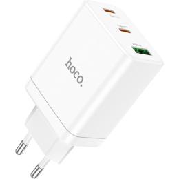 Мережевий зарядний пристрій Hoco N33 USB-A / 2 х USB-C 35W White