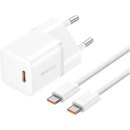 Сетевое зарядное устройство Baseus GaN5 Mini 20W + Cable USB-C - USB-C White (P10110900213-01)