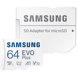 Карта пам'яті Samsung microSDXC EVO Plus 64GB UHS-I U1 V10 A1 + SD Adapter (MB-MC64KA)