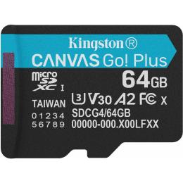 Карта пам'яті Kingston microSDXC Canvas Go! Plus 64GB Class 10 UHS-1 U3 V30 (SDCG4/64GBSP)