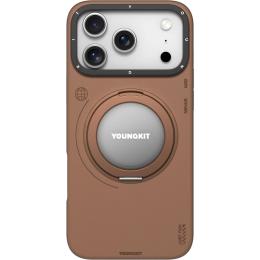 Чехол YoungKit Leather Case with Magnetic Ring для iPhone 17 Pro Max + Magnetic Stand 360° Brown