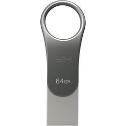 USB флеш-накопичувач Silicon Power Mobile C80 64GB USB-A 3.2 Gen 1 / USB-C Silver (SP064GBUC3C80V1S)