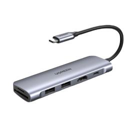 USB-хаб Ugreen 6 в 1 USB-C / 2xUSB 3.0 / 4K HDMI / TF / SD (70411)