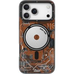 Чехол YoungKit Futuristic Circuit Board with Magnetic Ring для Apple iPhone 17 Pro Orange