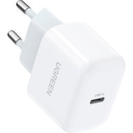 Мережевий зарядний пристрій Ugreen CD241 USB Type-C 20W Mini PD PD3.0 Fast Charger 3A White (10220)