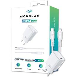 Сетевое зарядное устройство Monblan Quick Duo Series 20W + Cable USB-C to Lightning White