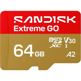 Карта памяти SanDisk microSDHC Extreme GO 64GB Class 10 UHS-I V30 A2 (SDSQXGN-064G-GN6MN)