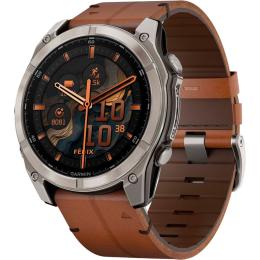 Смарт-годинник Garmin Fenix 8 AMOLED Sapphire 51mm Titanium with Chestnut Leather Band (010-02905-40)