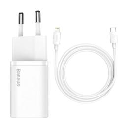 Сетевое зарядное устройство Baseus 20W Super PD Charger + Cable USB-C to Lightning White (TZCCSUP-B02)