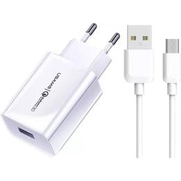 Сетевое зарядное устройство Usams T48 KiT T22 18W + Cable U-Turn USB-A to micro-USB White