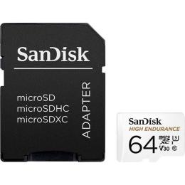 Карта памяти SanDisk microSDXC High Endurance 64GB UHS-I U3 V30 Class 10 + SD-adapter (SDSQQNR-064G-GN6IA)