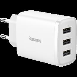 Мережевий зарядний пристрій Baseus Compact Charger 3U 17W 3USB White (CCXJ020102)