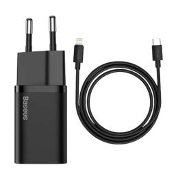 Мережевий зарядний пристрій Baseus 20W Super PD Charger + Cable USB-C to Lightning Black (TZCCSUP-B01)